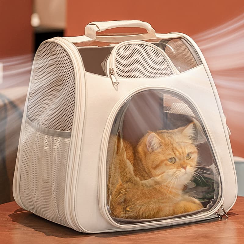 ペット キャリーバッグ 猫用メッシュ窓付き快適お散歩キャリーバッグ
