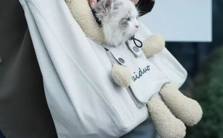 ペット キャリーバッグ 猫用 もこもこクマさんキャリーバッグ