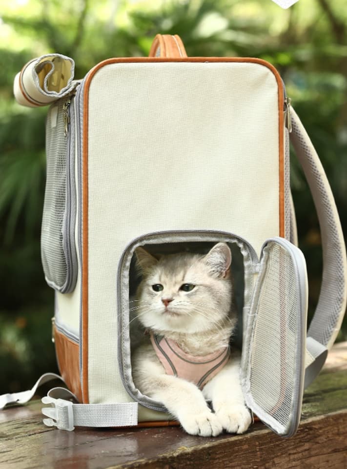 ペット キャリーバッグ 猫用メッシュウィンドウ 背負える通気ペットキャリー