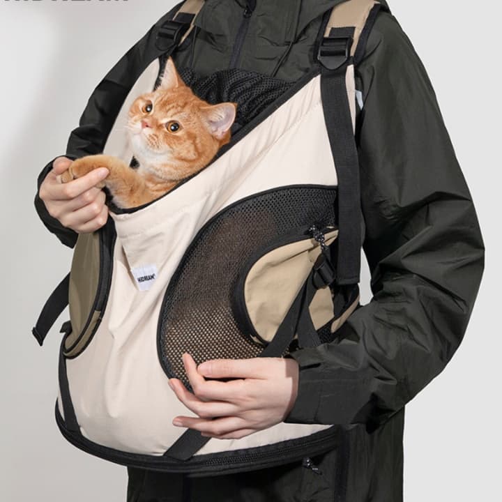 ペット キャリーバッグ 猫用大容量メッシュポケット付き斜めがけキャリー