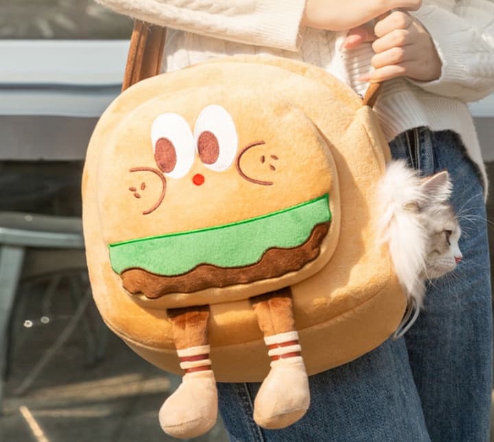 ペット キャリーバッグ 猫用ハンバーガー デザイン ペットキャリー