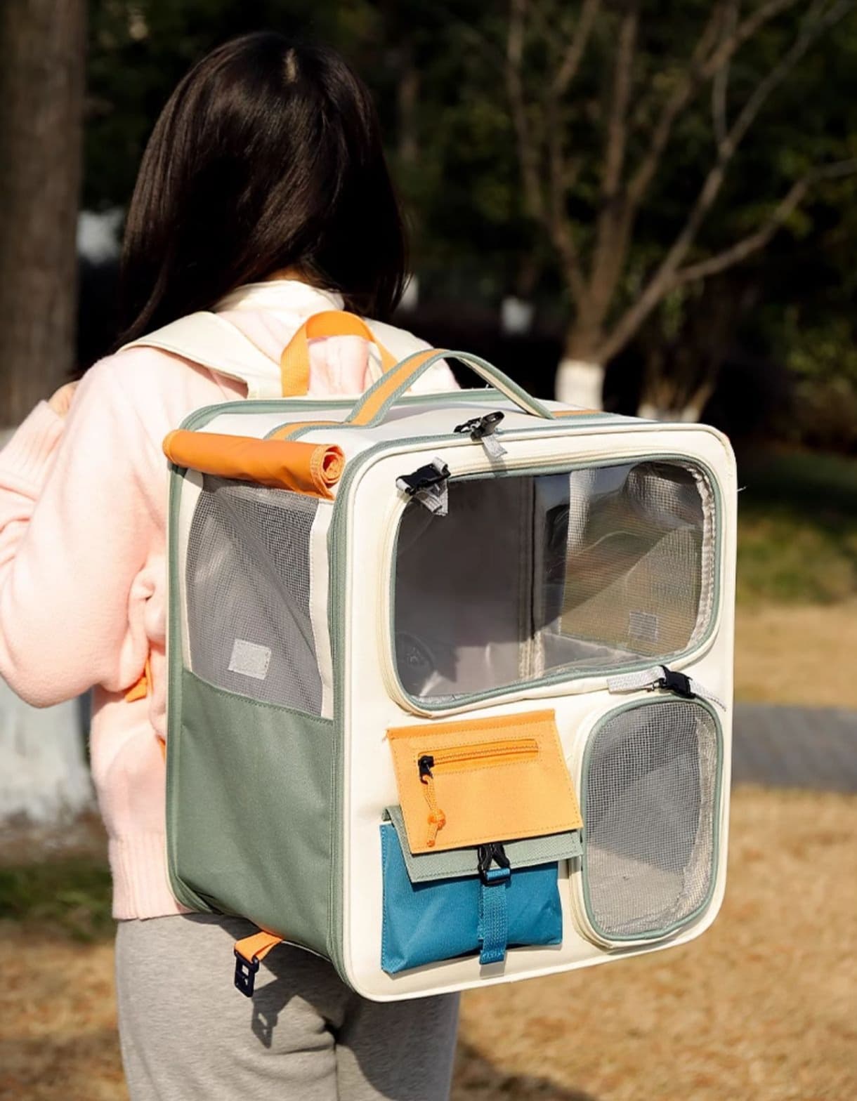ペット キャリーバッグ 猫用多機能メッシュウインドウ付きペット快適キャリー