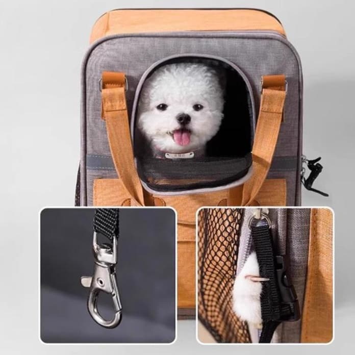 ペット キャリーバッグ 犬用高級レザー風リュック型ペットキャリー