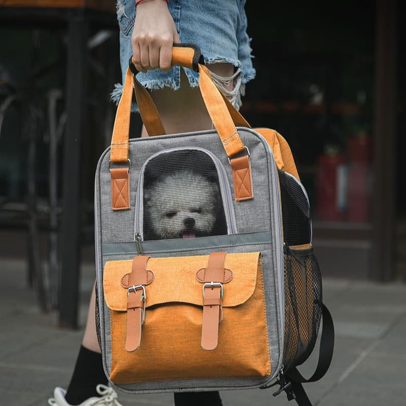 ペット キャリーバッグ 犬用高級レザー風リュック型ペットキャリー