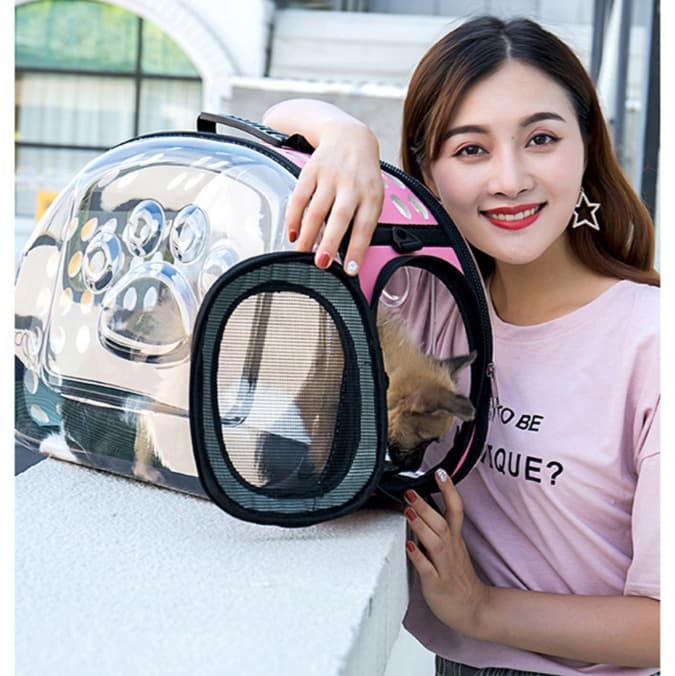 ペット キャリーバッグ 犬用透明ポーチ型ペットキャリー