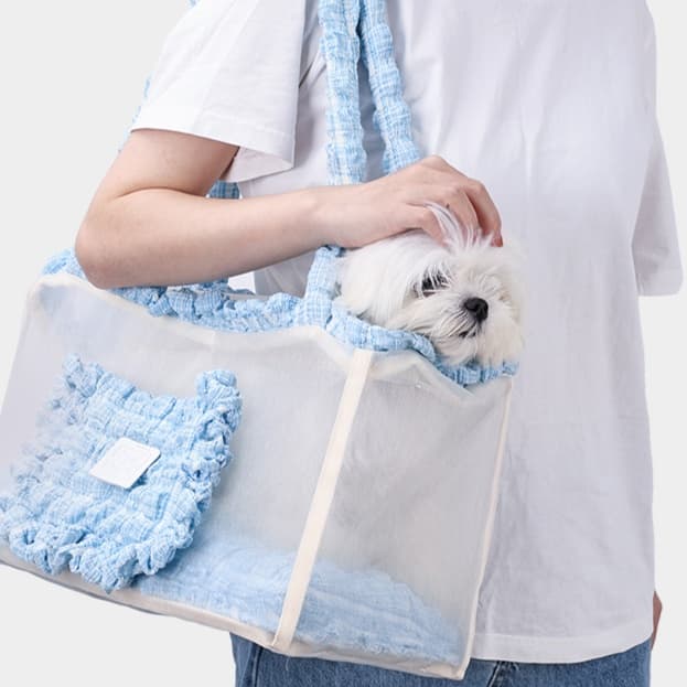 ペット キャリーバッグ 犬用フリルレース付きメッシュ お散歩キャリー