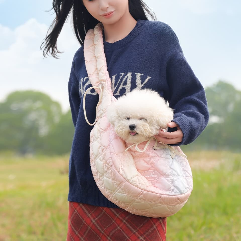 ペット キャリーバッグ 犬用もこもこキルティング スリング キャリー