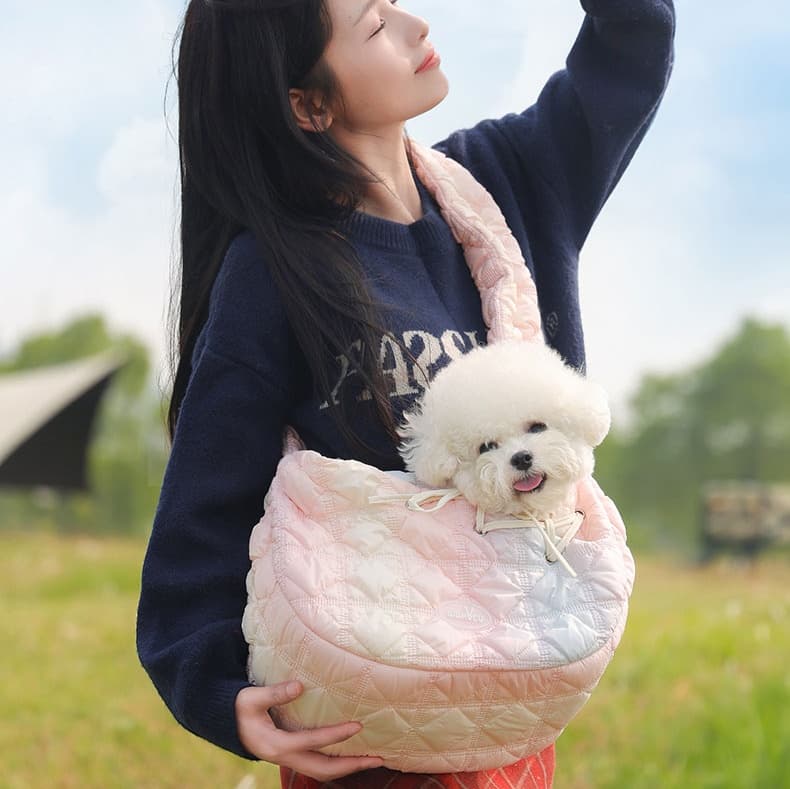 ペット キャリーバッグ 犬用もこもこキルティング スリング キャリー