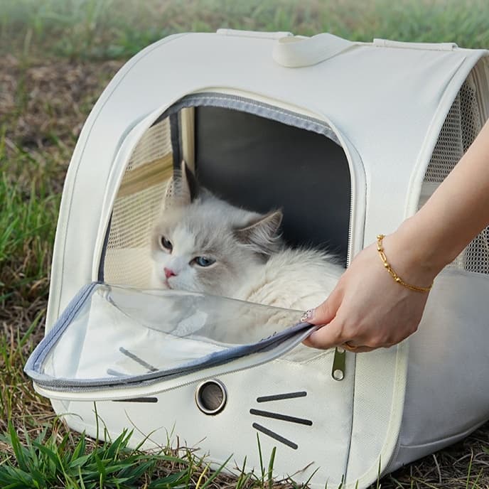 ペット キャリーバッグ 猫用透明窓付き おしゃれ猫キャリー リュック型
