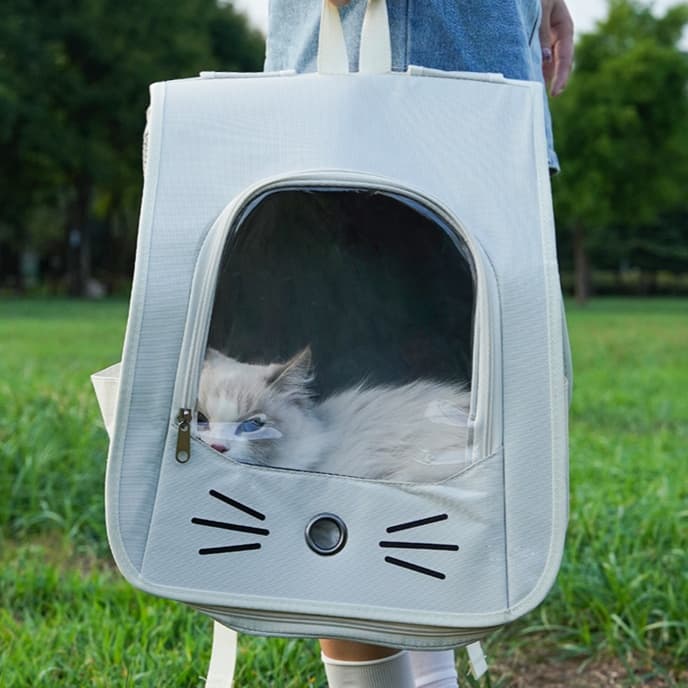 ペット キャリーバッグ 猫用透明窓付き おしゃれ猫キャリー リュック型