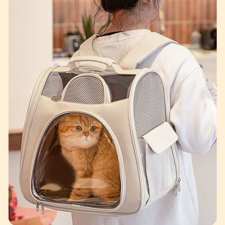 ペット キャリーバッグ 猫用メッシュ窓付き快適お散歩キャリーバッグ