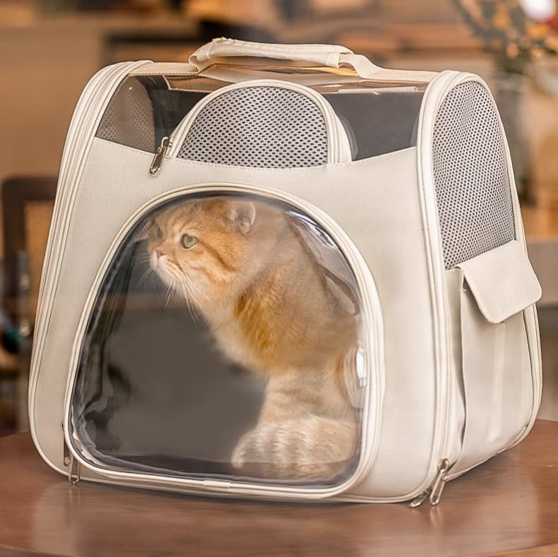 ペット キャリーバッグ 猫用メッシュ窓付き快適お散歩キャリーバッグ