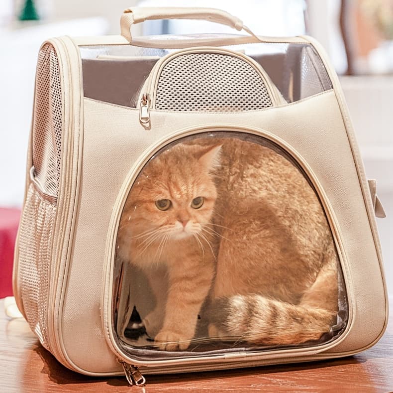 ペット キャリーバッグ 猫用メッシュ窓付き快適お散歩キャリーバッグ