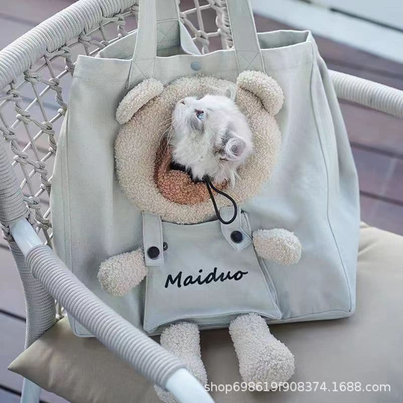 ペット キャリーバッグ 猫用 もこもこクマさんキャリーバッグ