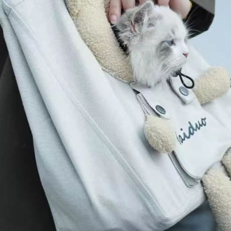ペット キャリーバッグ 猫用 もこもこクマさんキャリーバッグ