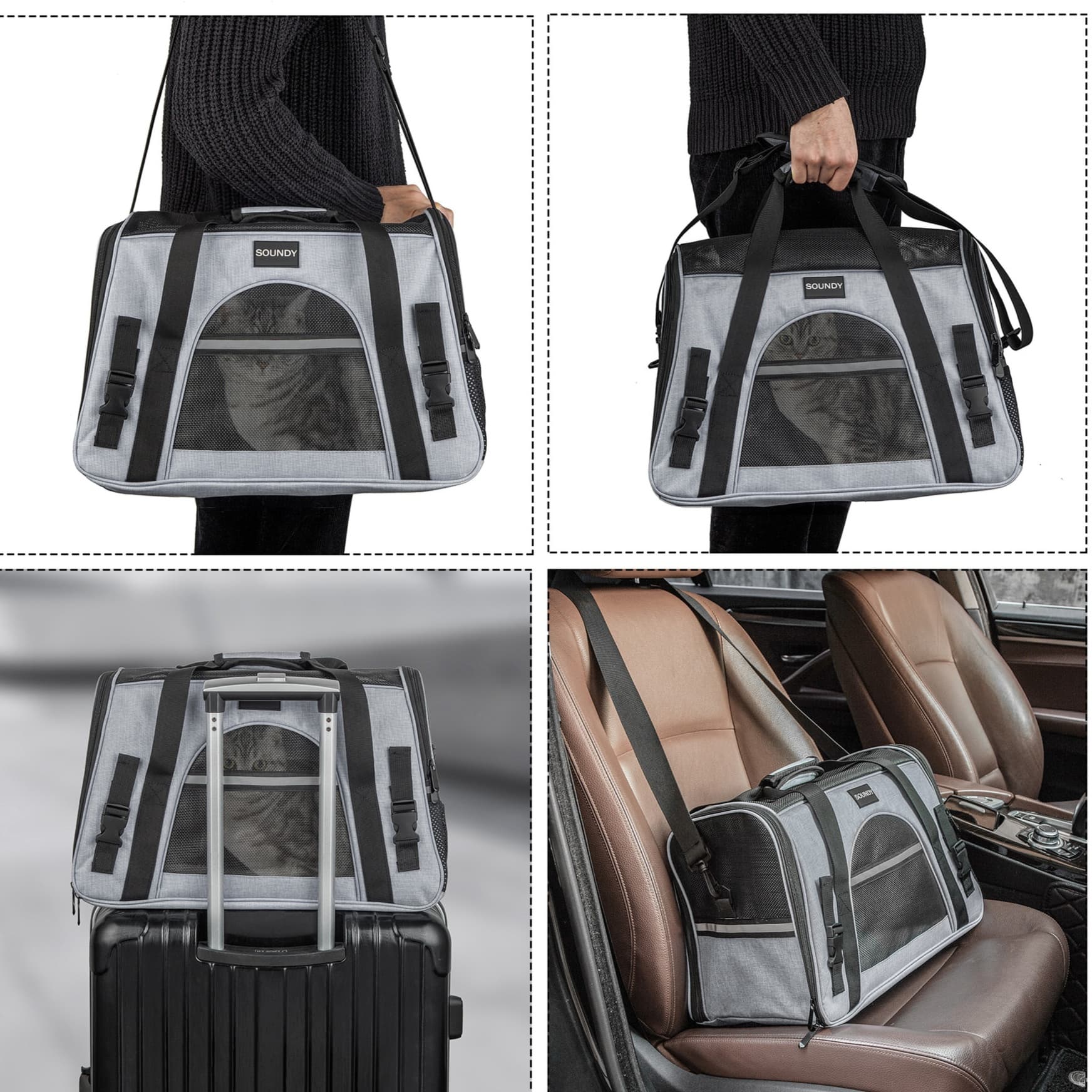 ペット キャリーバッグ 猫用折りたたみ機能付き ソフトキャリー