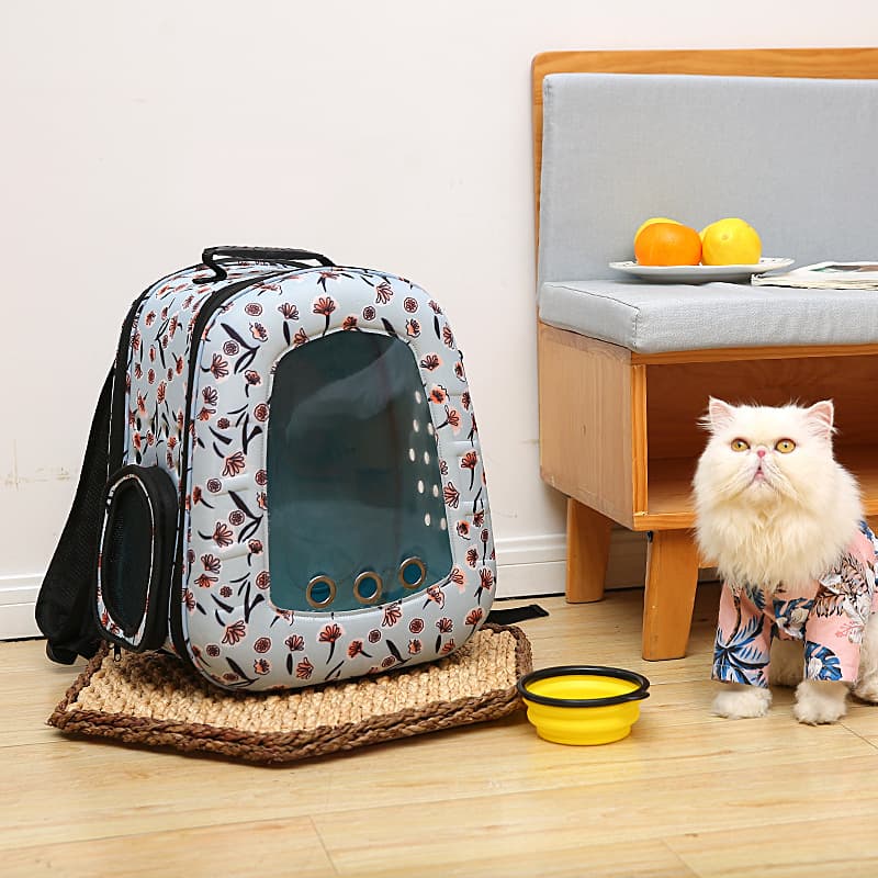 ペット キャリーバッグ 猫用花柄モダンスタイル ペットキャリーバックパック