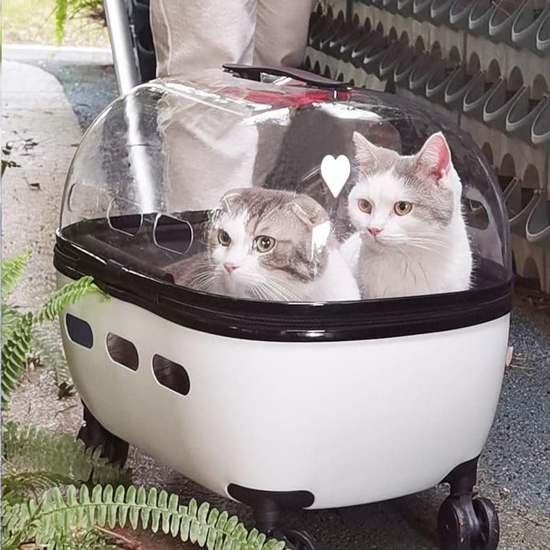 ペット キャリー 猫用宇宙船風透明ドーム キャリー