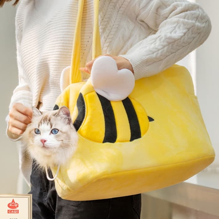 ペット キャリー 猫用ミツバチ もこもこ ペット トート