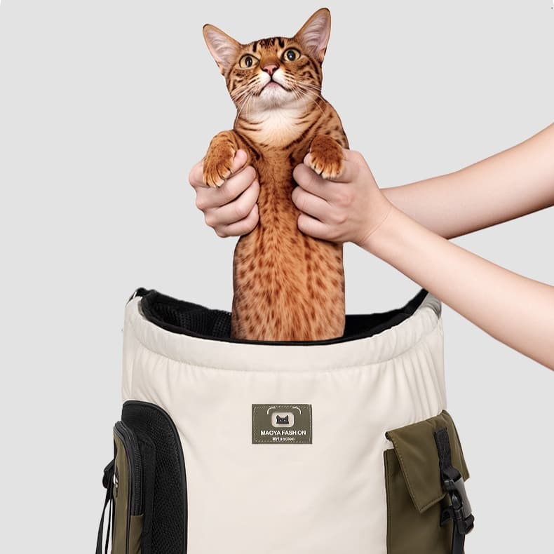 ペット キャリー 猫用快適お出かけポーチ 通気性抜群キャリーバッグ