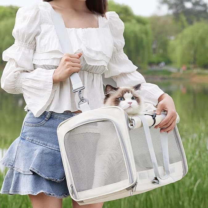 ペット キャリー 快適お出かけ猫用メッシュキャリー