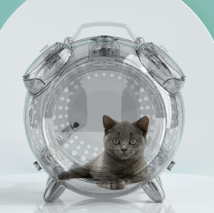 ペット キャリー 宇宙船型温湿度計付き猫用バックパック