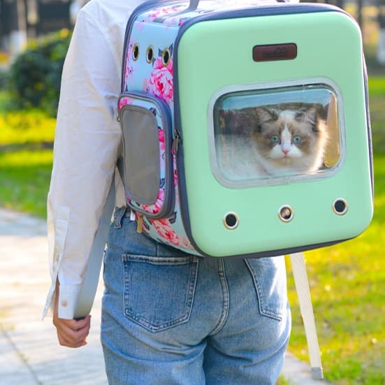 ペット キャリー 窓付き猫用リュックキャリー 大空間タイプ