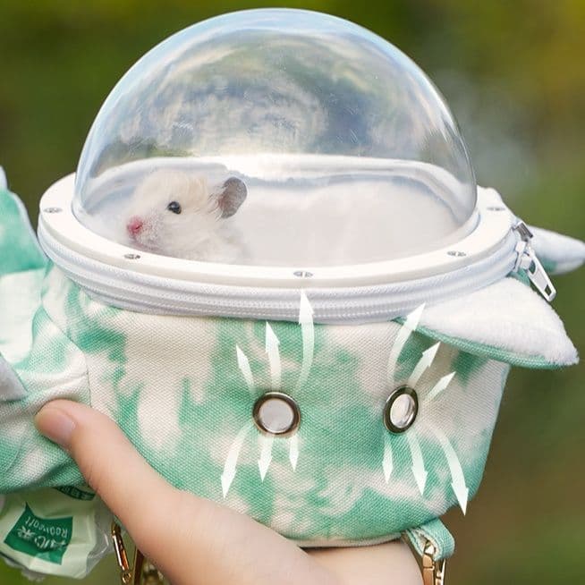ペット キャリーハムスター用透明ドーム付き 小動物おでかけバッグ