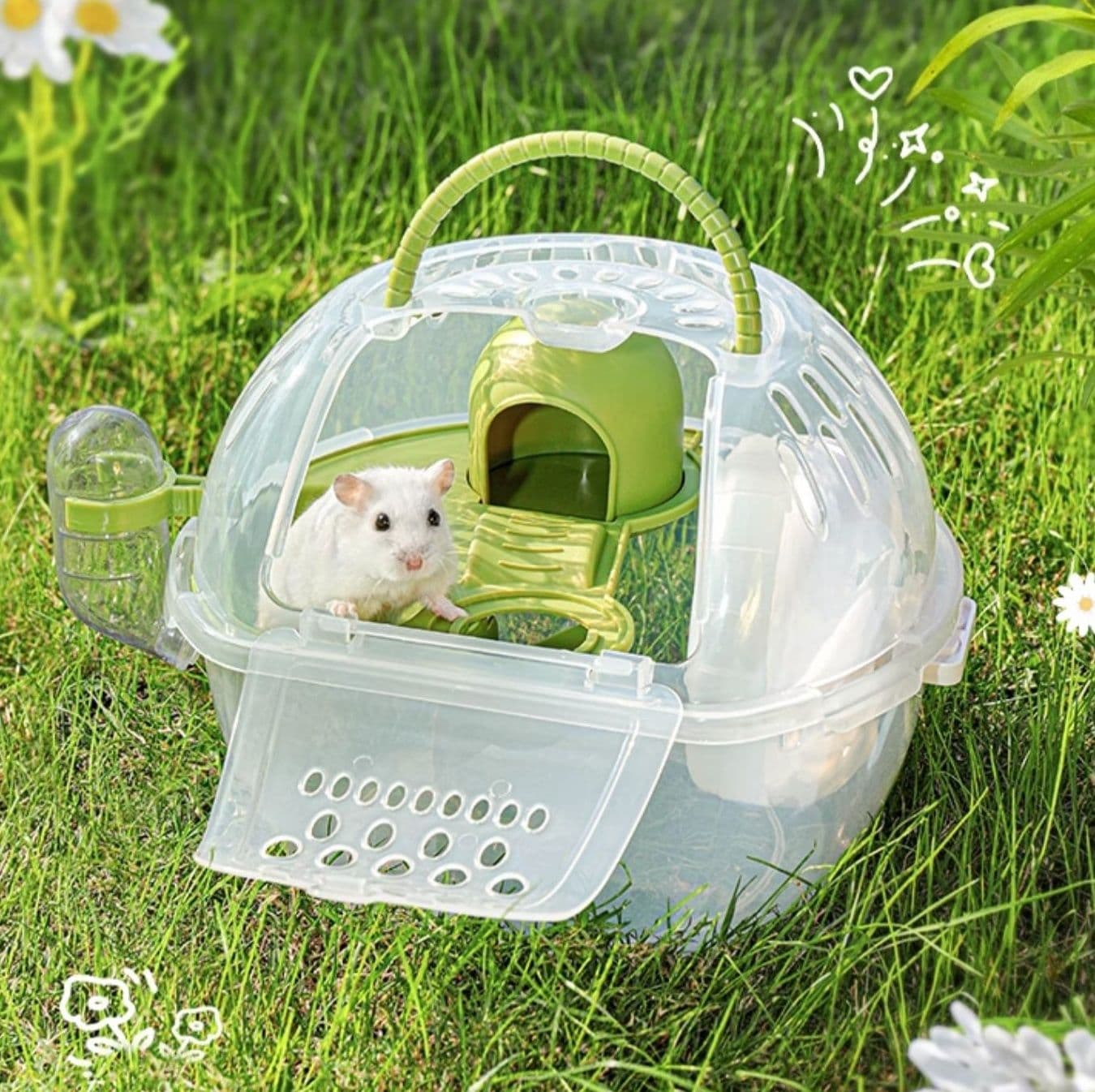 ペット キャリー透明ドーム型ハムスターキャリー