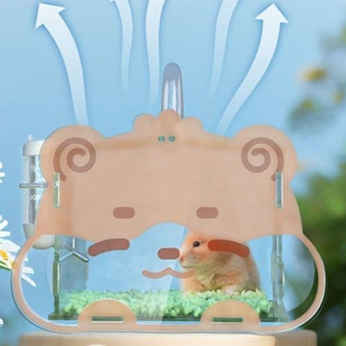 ペット キャリー動物顔の透明ハムスター通気キャリー