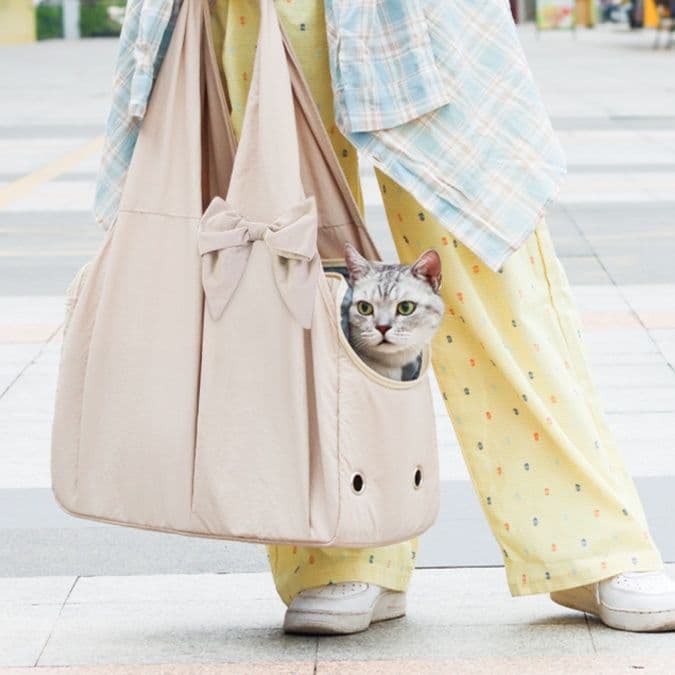 ペット キャリー優雅な猫のお出かけトートバッグ