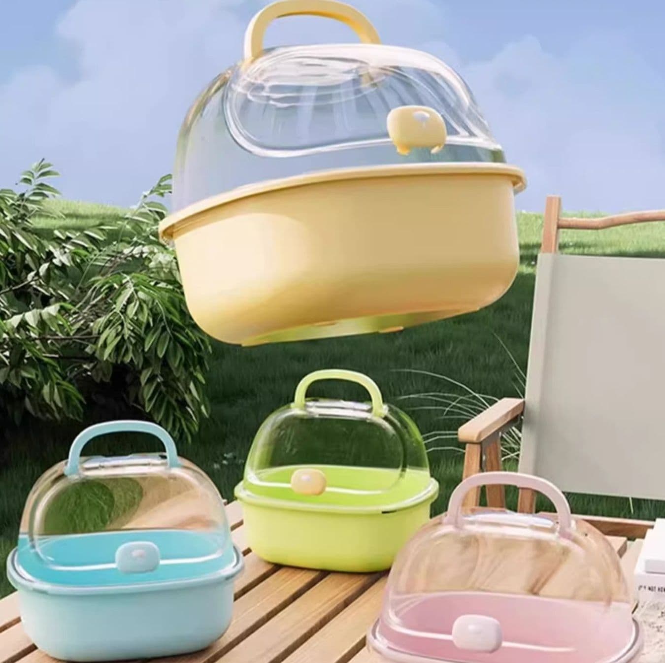 ペット キャリー ハムスター用透明ドーム付きキャリー