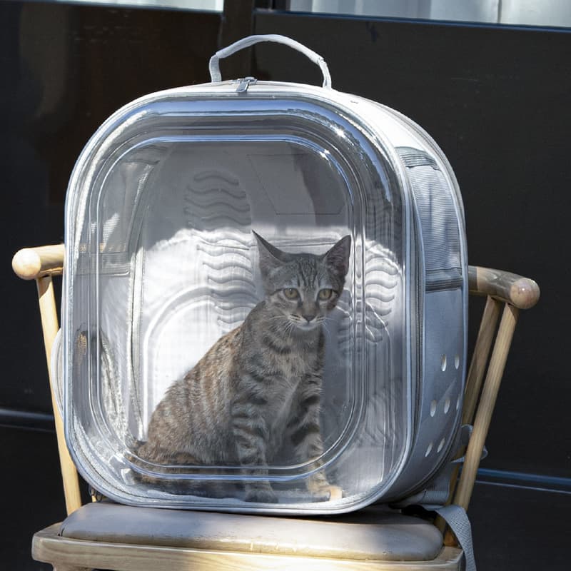 ペット キャリーバッグ 猫用サイドオープン透明ペットキャリー