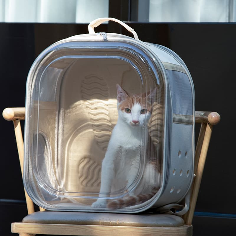 ペット キャリーバッグ 猫用サイドオープン透明ペットキャリー