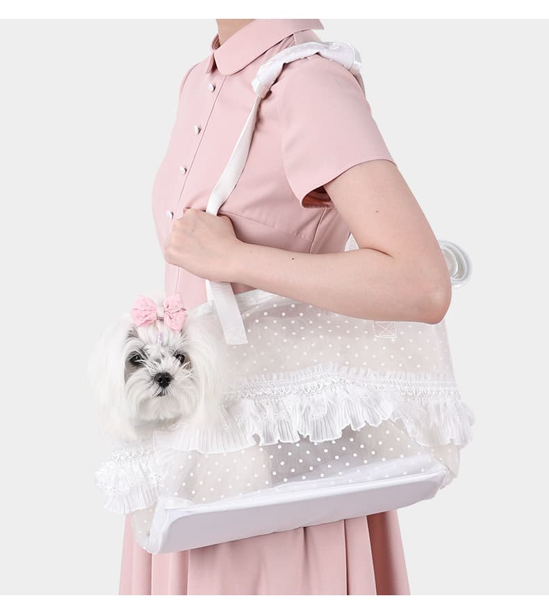 ペット キャリー 犬用フリル付き メッシュおでかけバッグ