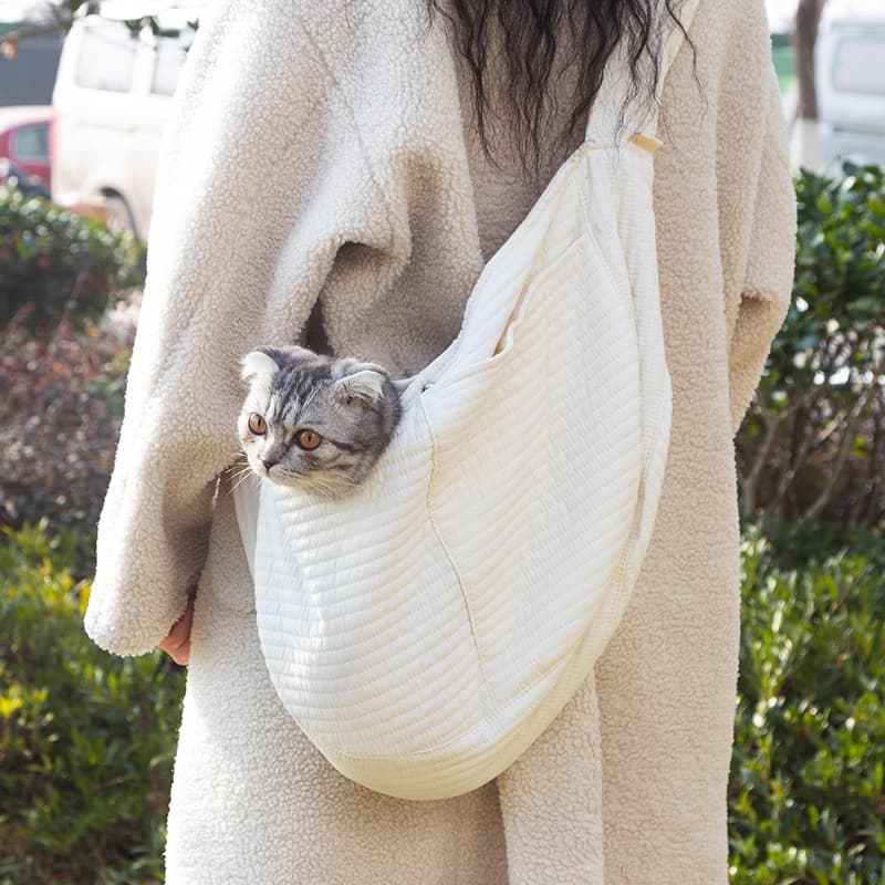 ペット キャリー 猫用やわらか斜め掛けキャット巾着