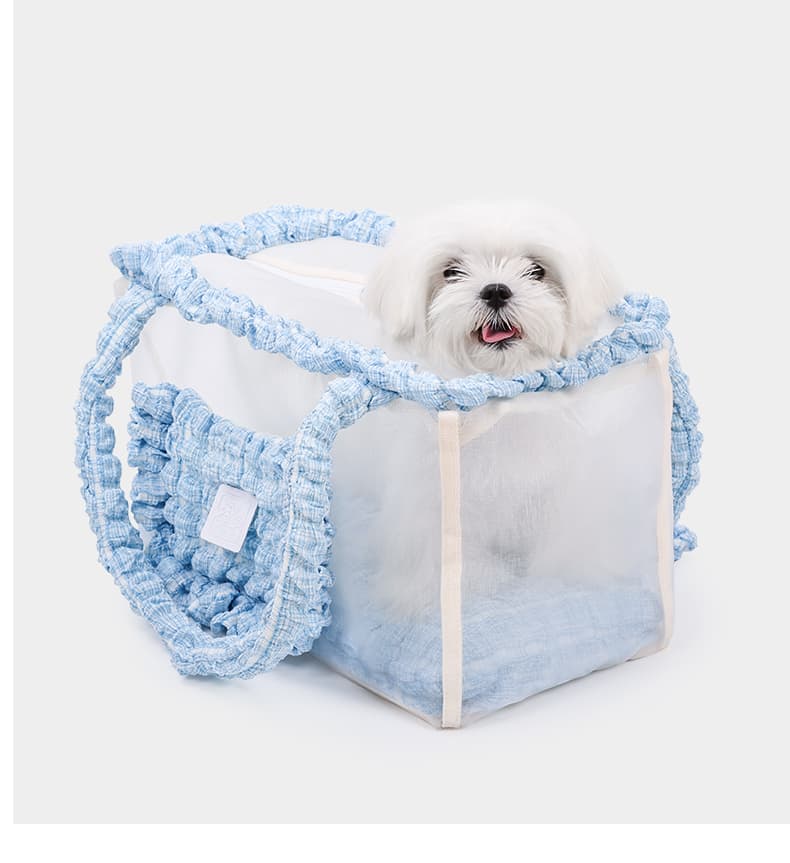 ペット キャリーバッグ 犬用フリルレース付きメッシュ お散歩キャリー