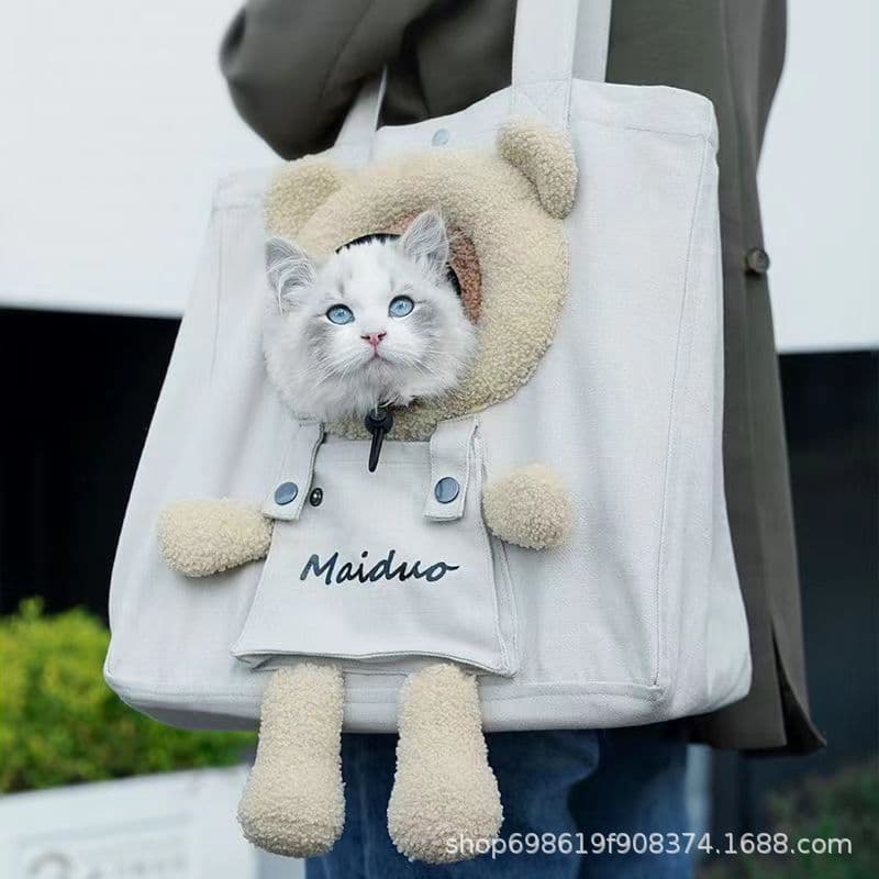 ペット キャリーバッグ 猫用 もこもこクマさんキャリーバッグ