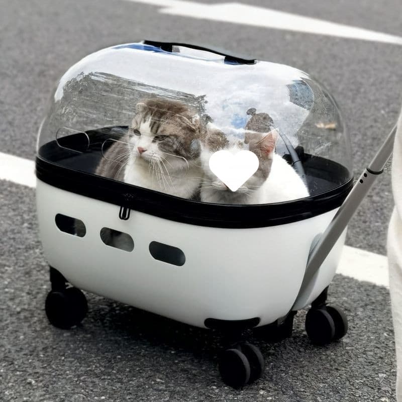 ペット キャリー 猫用宇宙船風透明ドーム キャリー