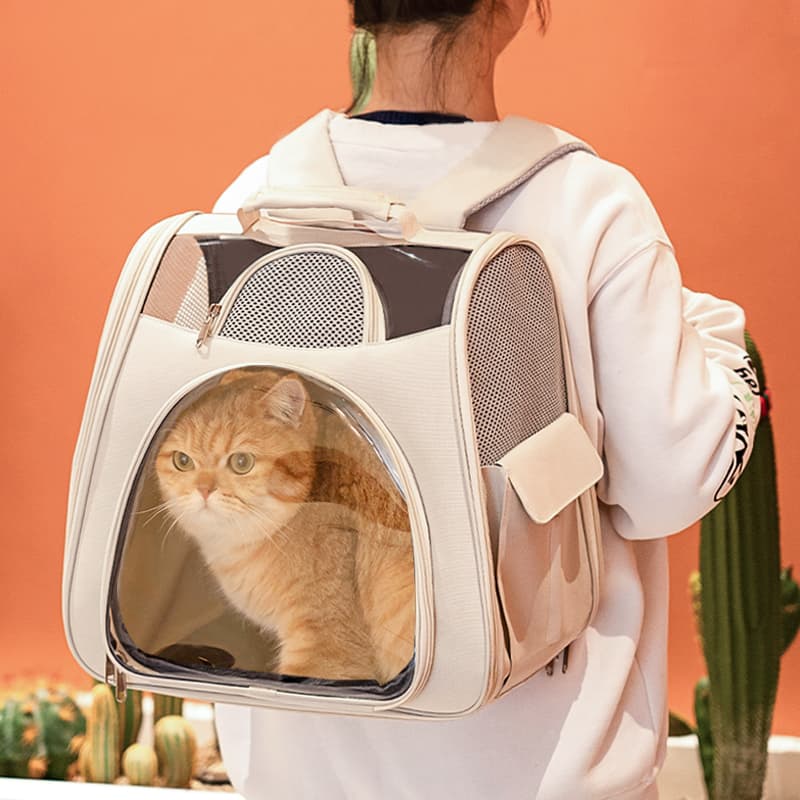 ペット キャリーバッグ 猫用メッシュ窓付き快適お散歩キャリーバッグ