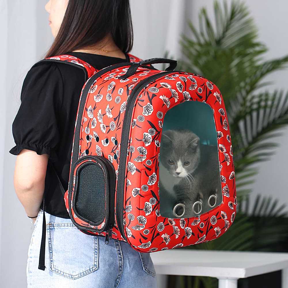 ペット キャリーバッグ 猫用花柄モダンスタイル ペットキャリーバックパック