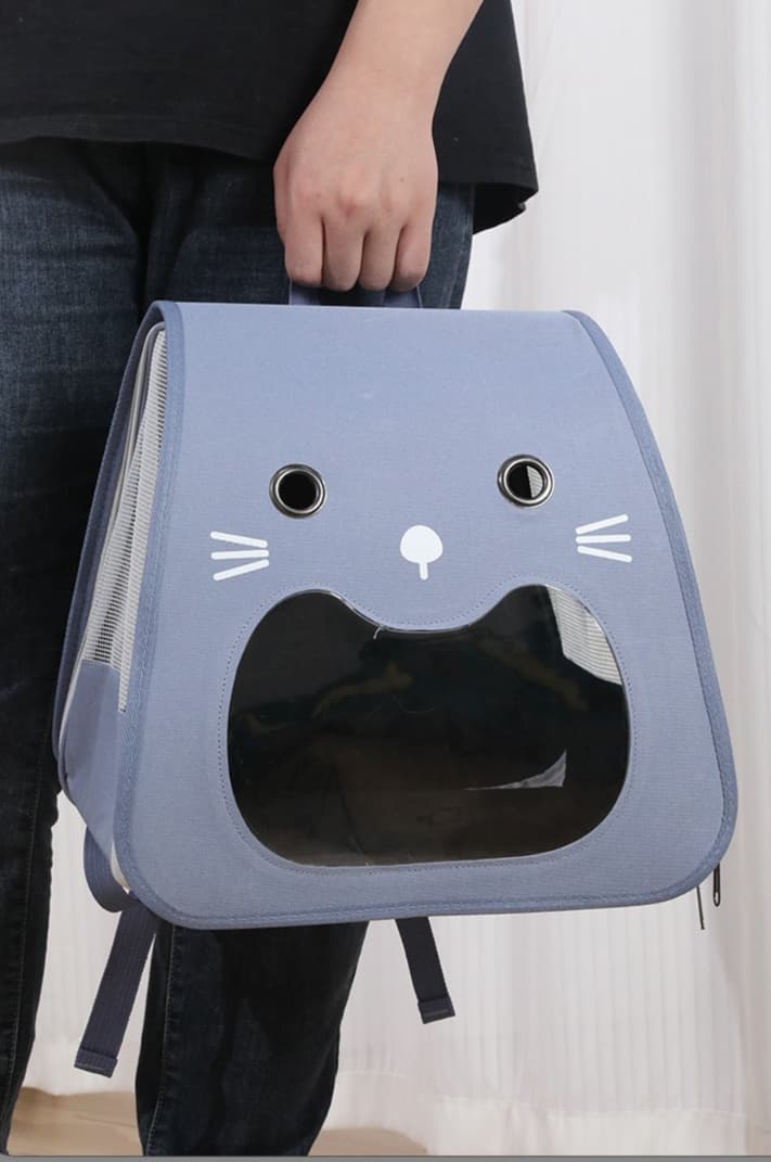 ペット キャリーバッグ 猫用 ネコ顔デザイン 通気性抜群 軽量ペットリュック