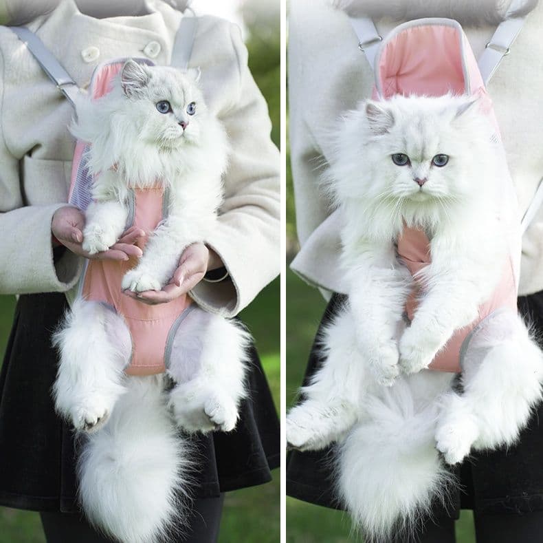 ペット キャリー猫用 両手解放メッシュ抱っこキャリー