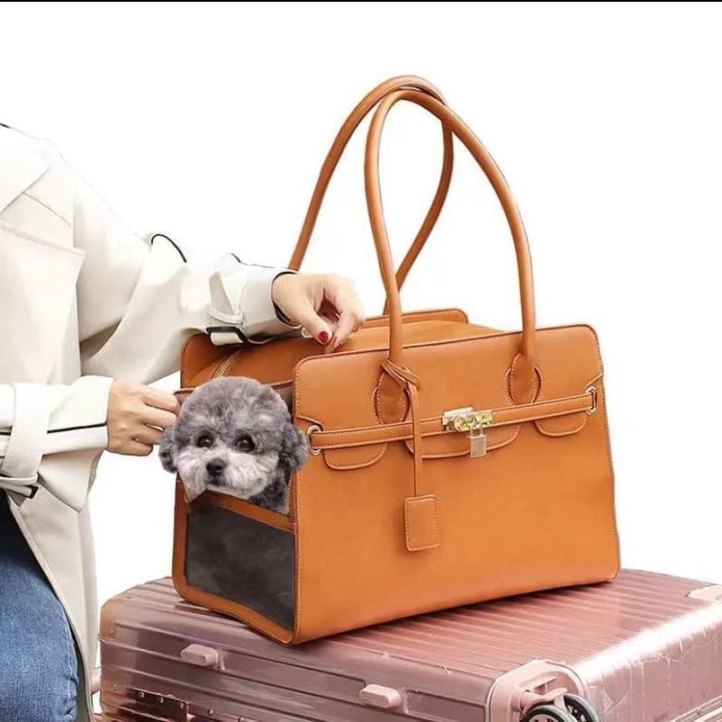 ペット キャリーバッグ 犬用高級感漂う本革風ペット お出かけバッグ
