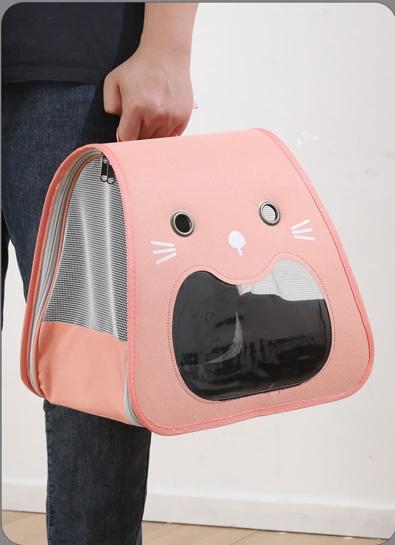 ペット キャリーバッグ 猫用 ネコ顔デザイン 通気性抜群 軽量ペットリュック